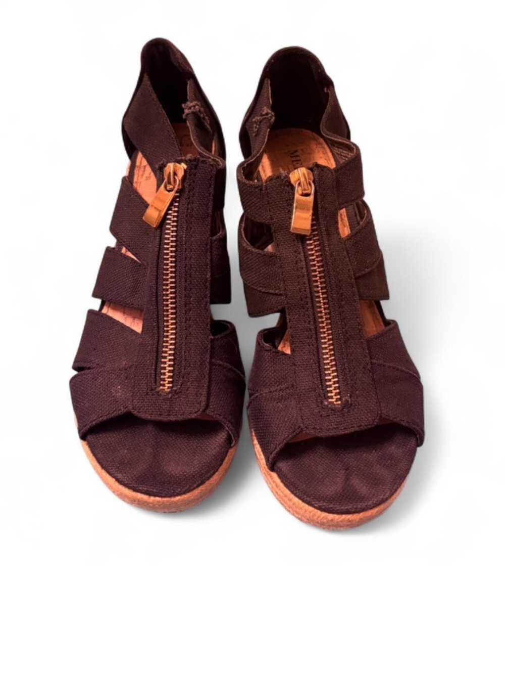 Merona Black Women's Size 7 Zip-Front Sandal Wedges